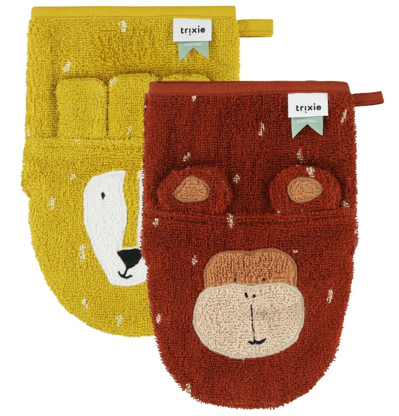 Gant de toilette 2-pack (divers coloris) - Lion / Singe -