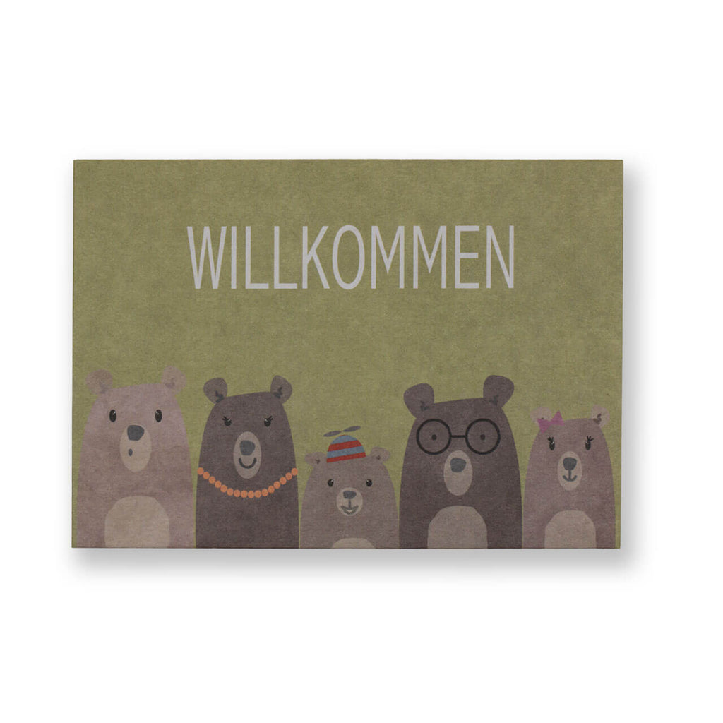 Postkarte Willkommen Bärenfamilie - Papeterie