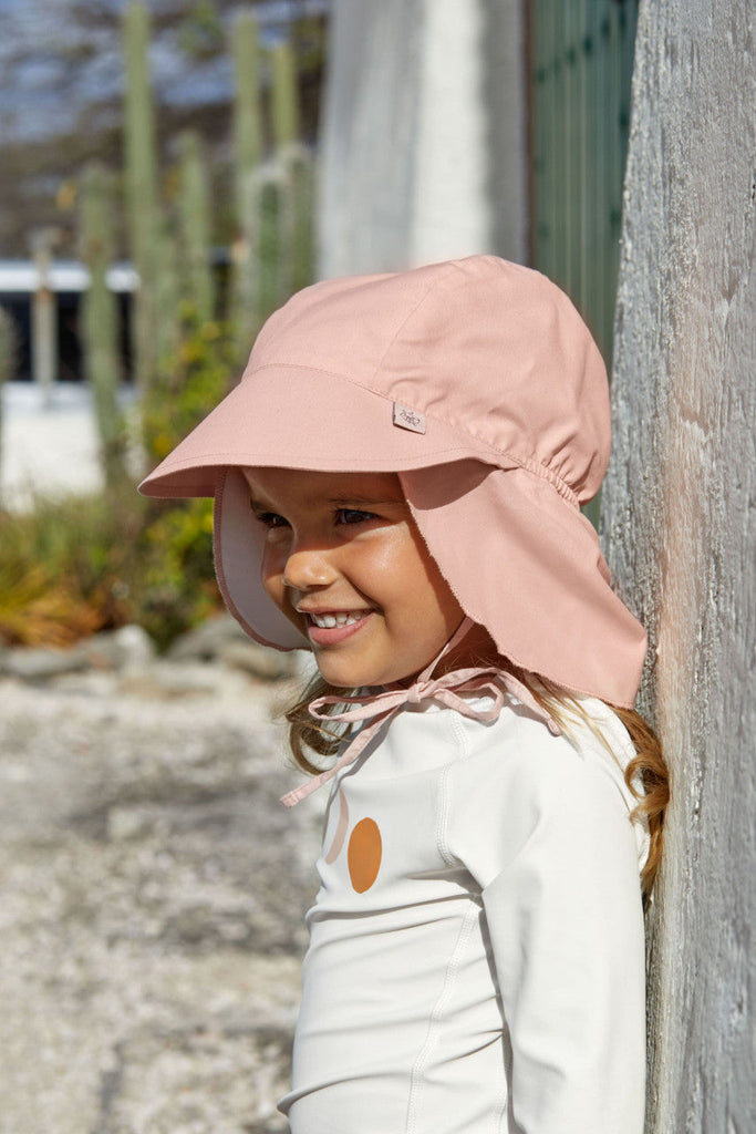 Mütze Nackenschutz Kinder (Anti-UV) rosa