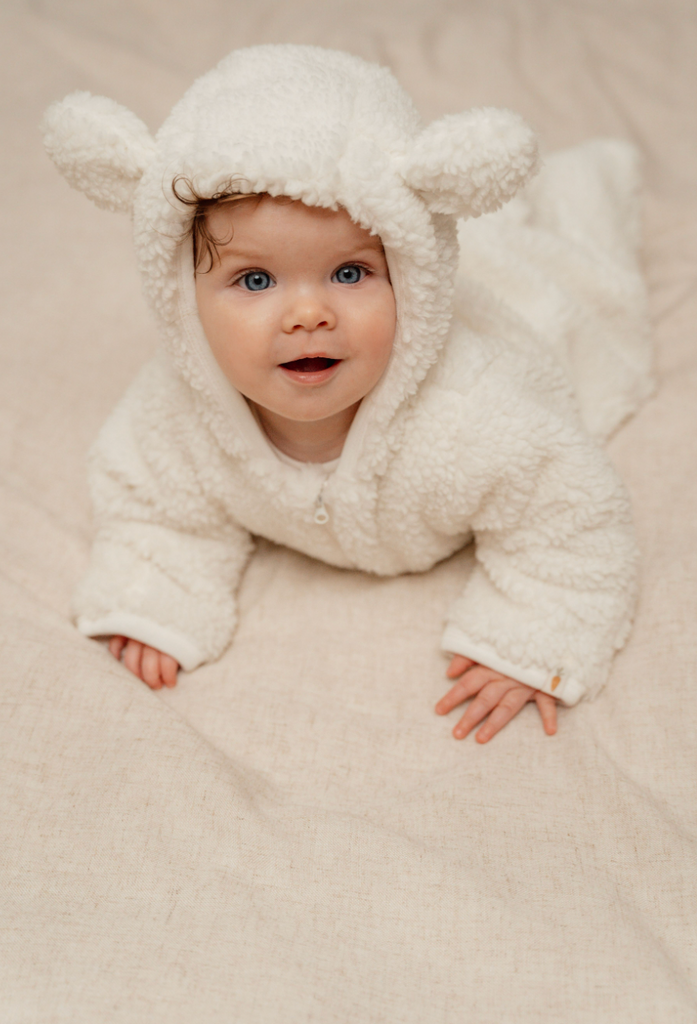 Einteiliger Teddy-Overall, Baby, Kaninchen, off-white (Größen