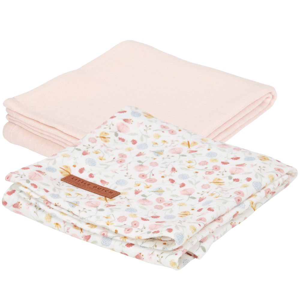 Langes Swaddles 70x70 Flowers & Butterflies/Pure Soft Pink