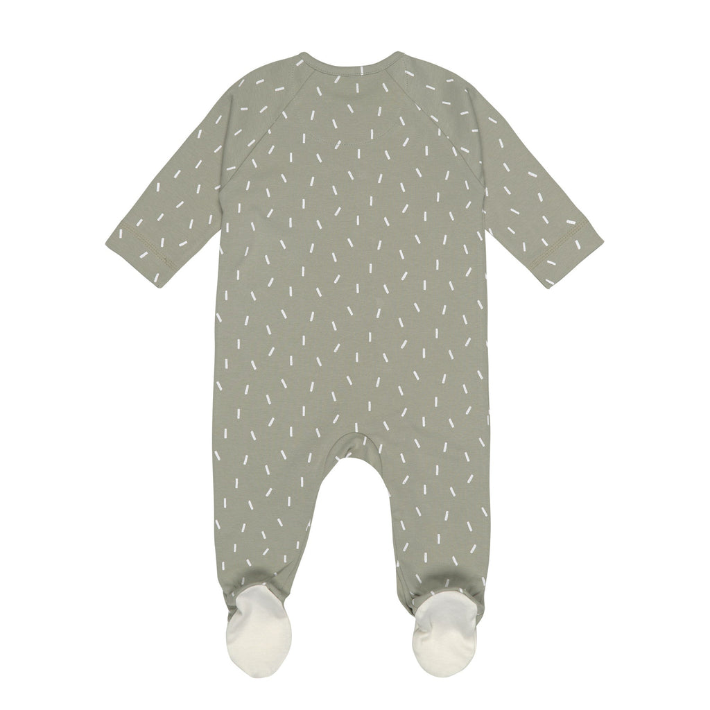 Baby-Pyjama mit Füßen - Bio-Baumwolle Petits Traits Olive - p