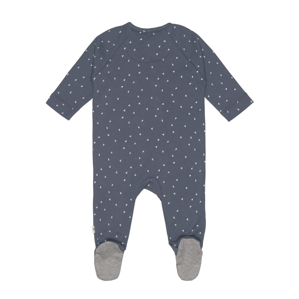 Baby-Pyjama mit Füßen- Bio-Baumwolle Triangel blau - p