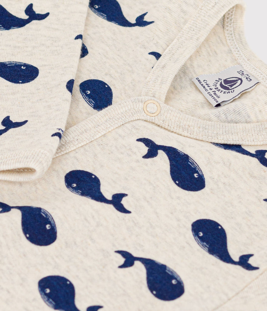 Fußloser Pyjama mit Seepferdchen aus Baumwolle