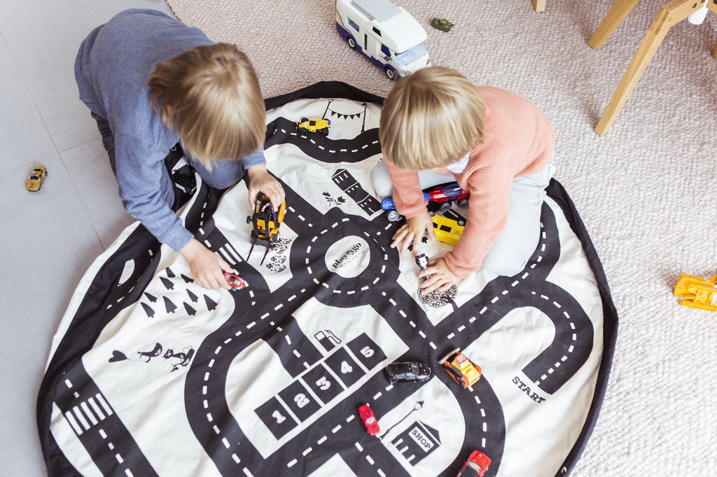 Spieltasche Roadmap + Autorennbahn - Spielzeugaufbewahrung