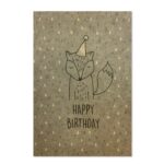Fuchs Postkarte Happy Birthday khaki - Briefpapier