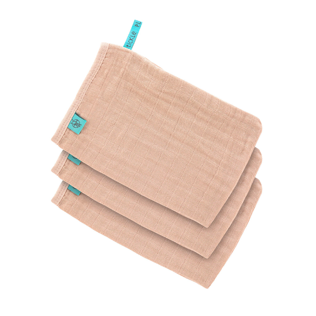 3er-Set Waschhandschuhe aus Tetra (verschiedene Farben ) - rosa
