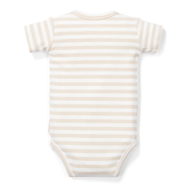 Short-sleeved bodysuit - sand/white stripes (various