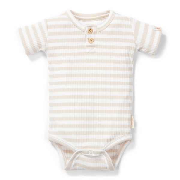 Short-sleeved bodysuit - sand/white stripes (various