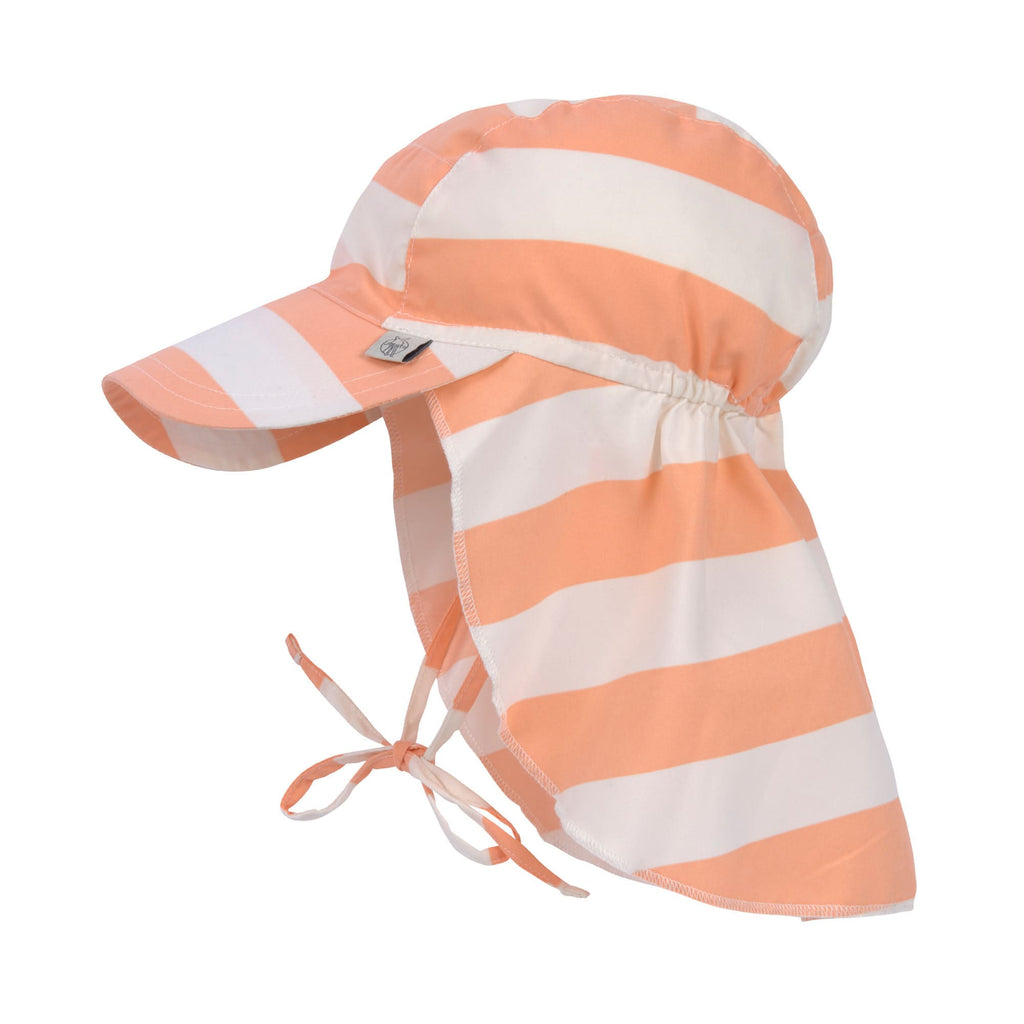 Off-white/peach striped anti-UV neck protection hat