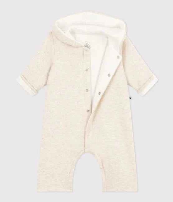 COTTON HOODED WADDED LONG JUMPSUIT - BABY