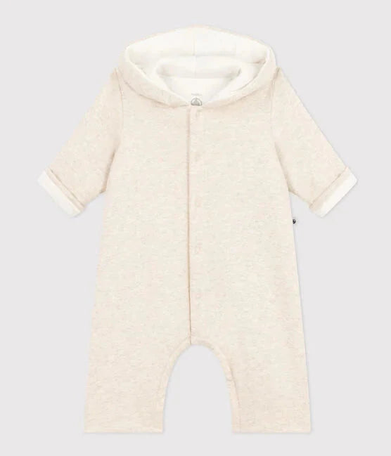 COTTON HOODED WADDED LONG JUMPSUIT - BABY