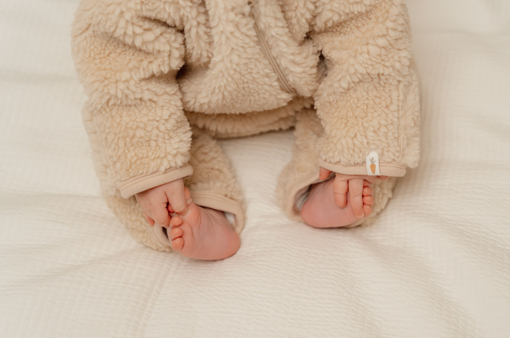 Baby teddy one-piece jumpsuit sand bunny (sizes 50-80)