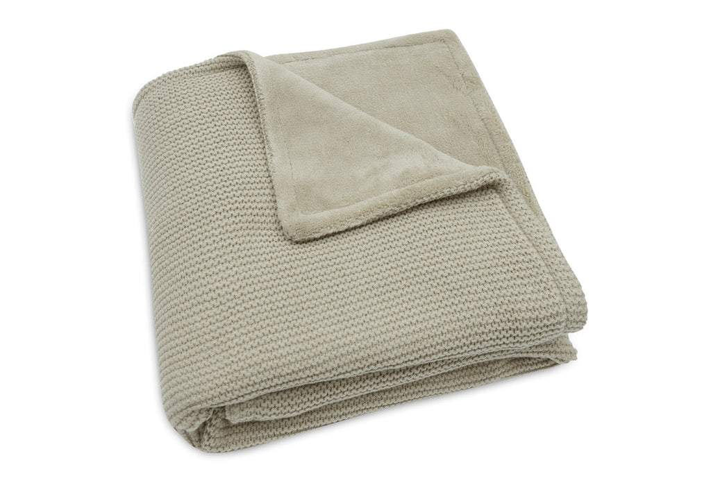 Cradle Blanket 75x100cm Basic Knit - Olive Green/Fleece