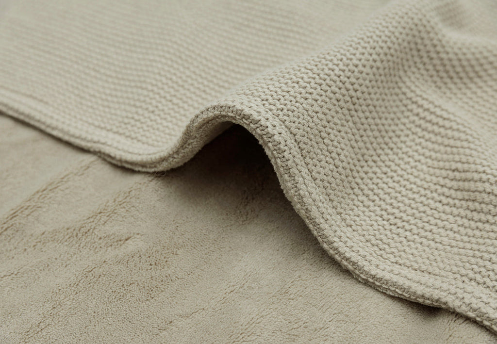 Cradle Blanket 75x100cm Basic Knit - Olive Green/Fleece