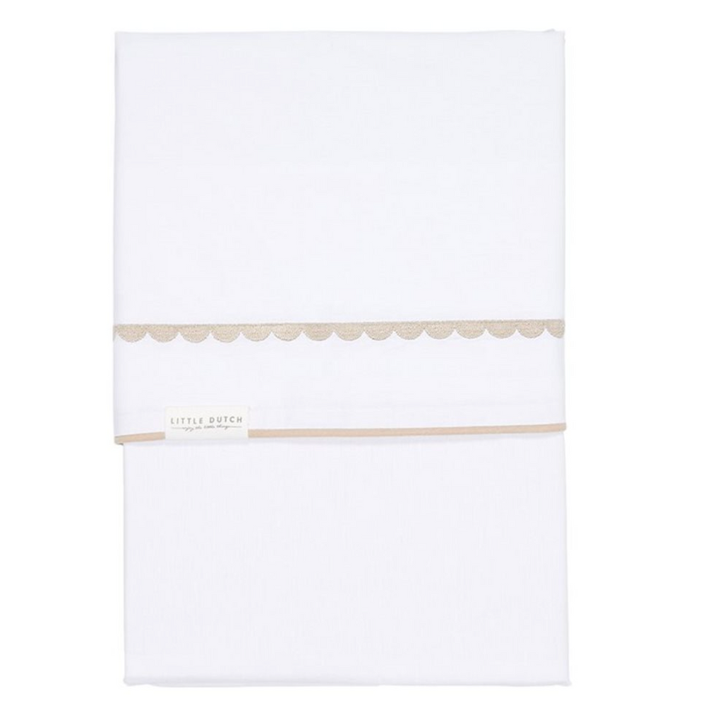 Beige Rounded Embroidered Crib Sheet 110x140cm - sheet