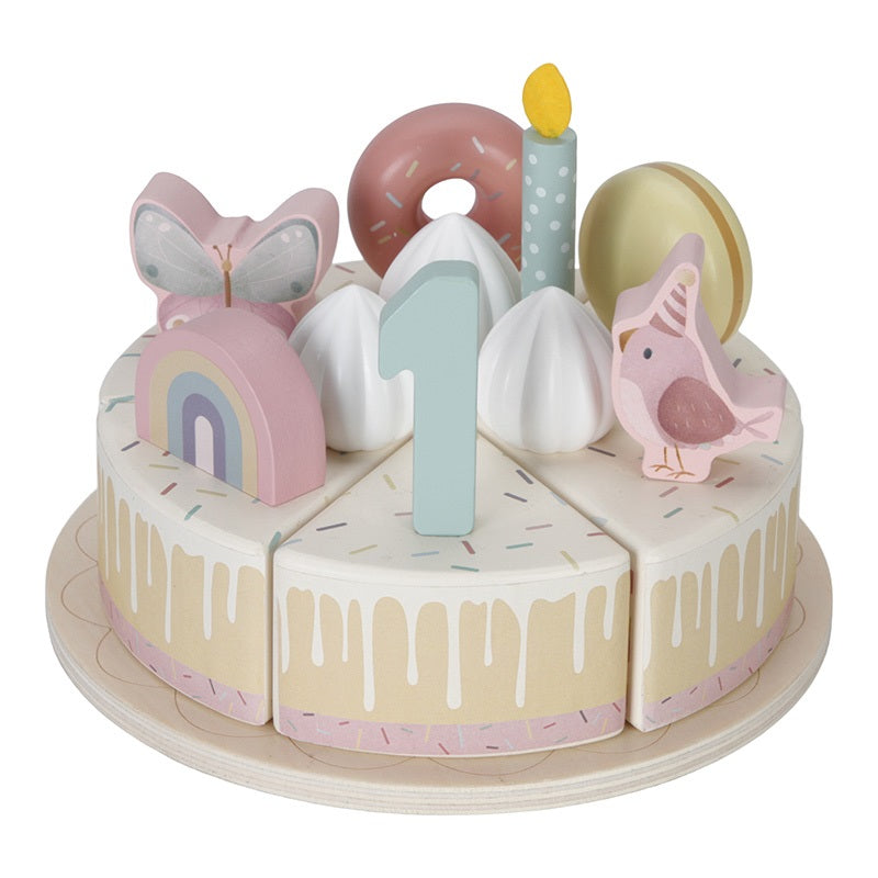 Pink wooden birthday cake - 26 - parts Toys