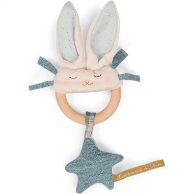 Wooden ring rattle Blue rabbit - LA PETITE ECOLE DE DANSE