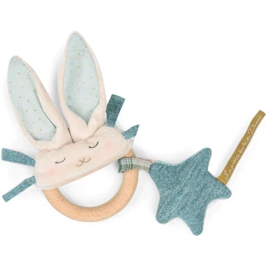 Wooden ring rattle Blue rabbit - LA PETITE ECOLE DE DANSE