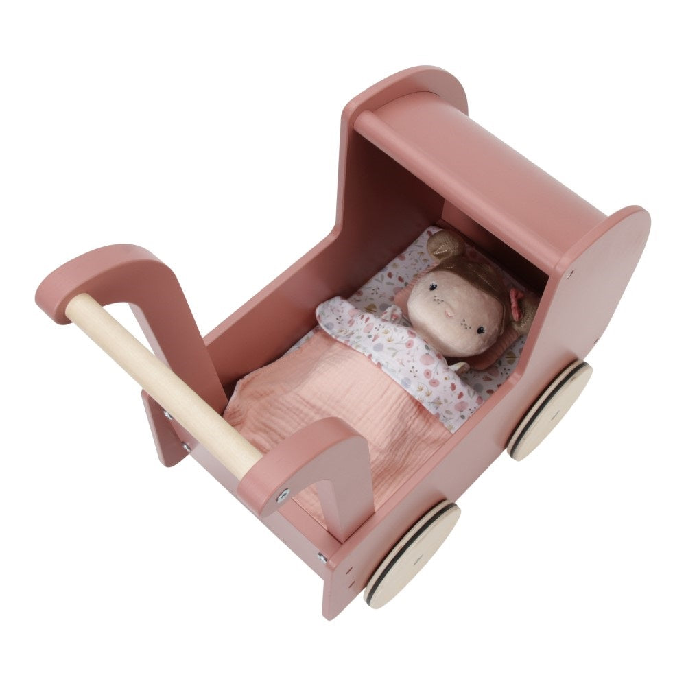 Wooden baby carriage with doll - Toys