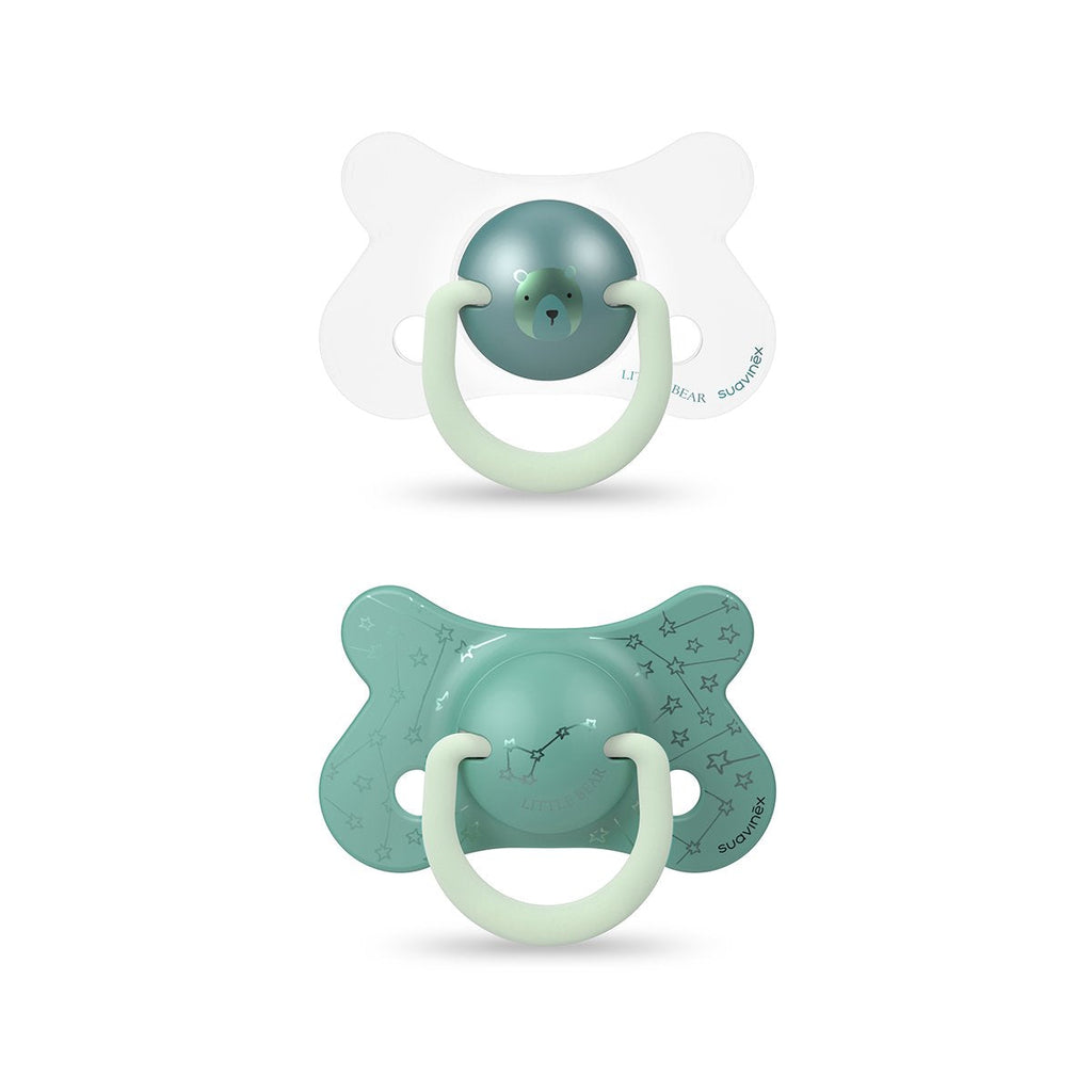 Set of 2 +18m Night & Day silicone soothers Green Bear - Mealtime