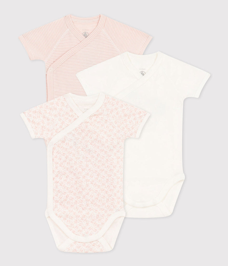 Set of 3 pink short-sleeved bodysuits (various)