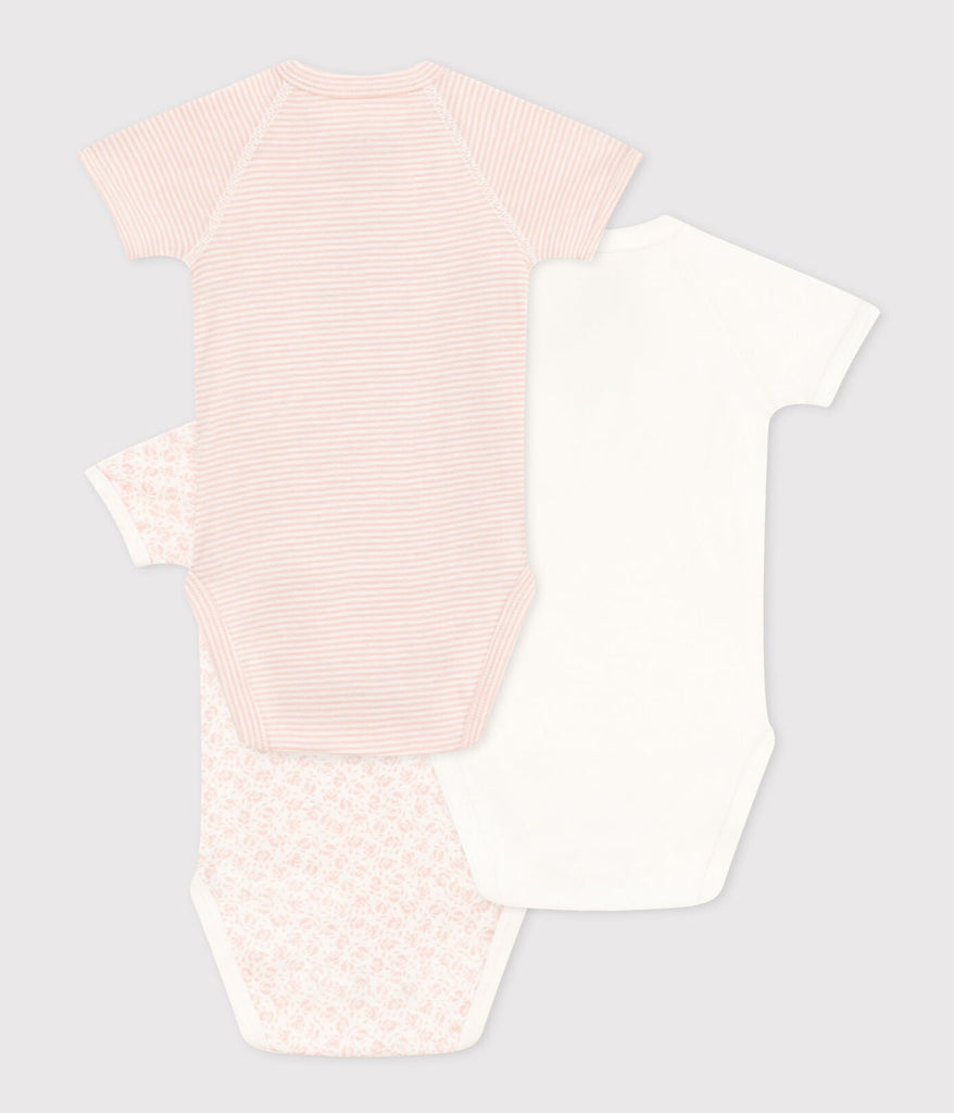 Set of 3 pink short-sleeved bodysuits (various)