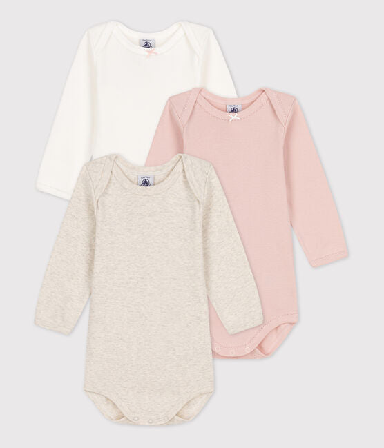 Set of 3 long-sleeved bodies - pink - bodies
