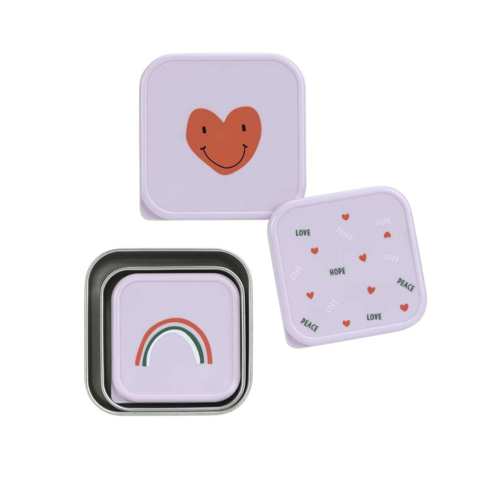 Set of 3 Happy Rascals Snack Boxes - Lavender Heart
