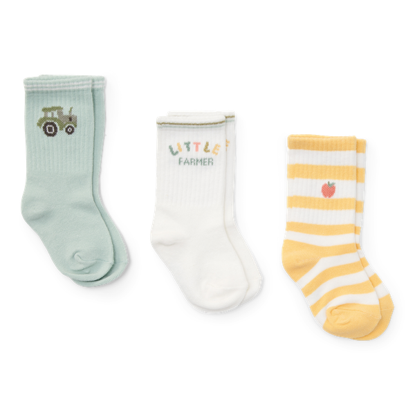Set of 3 socks - Farm Green / Sunny Stripes Little