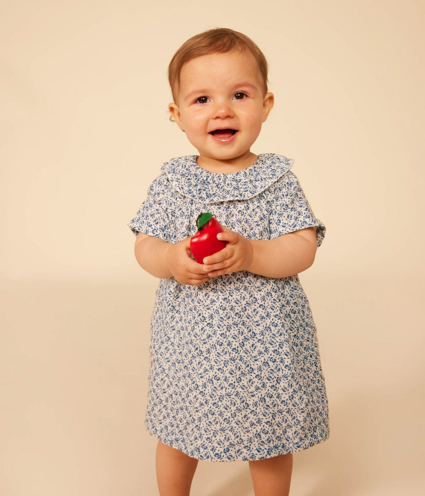 Short-sleeved dress and bloomer in cotton gauze