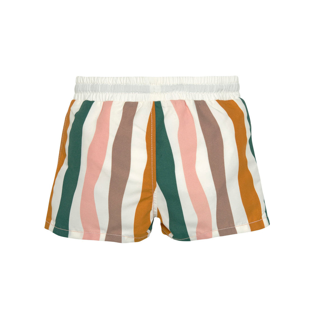 Swim shorts with baby diaper - Vagues Rose Blanc maillot