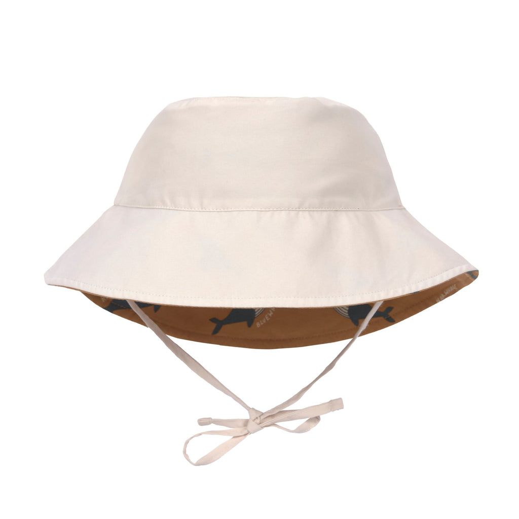 Reversible children's UV protection hat Striped whale caramel