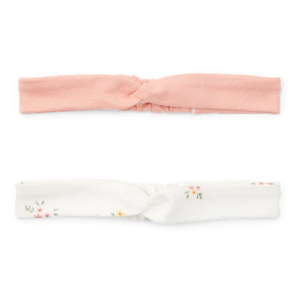 Set van 2 hoofdbanden - weide wit / roze bloem (dievers