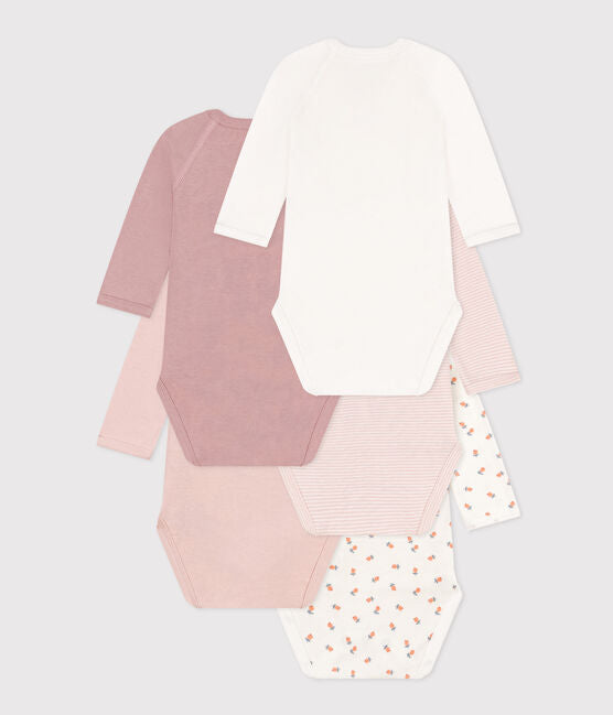 5-pack onesies met lange mouwen - roze - overhemd