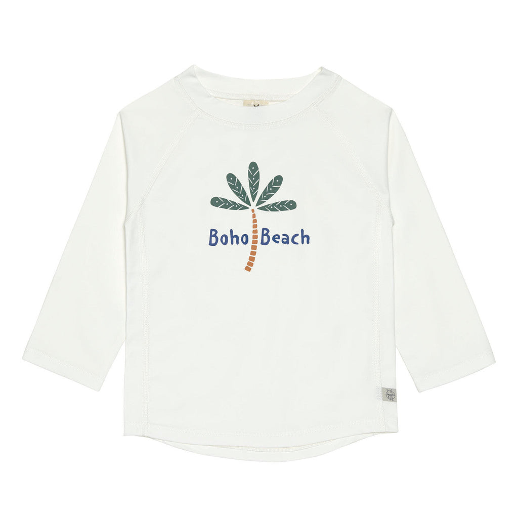 UV-beschermend kinder-T-shirt met lange mouwen - Palmbomen wit