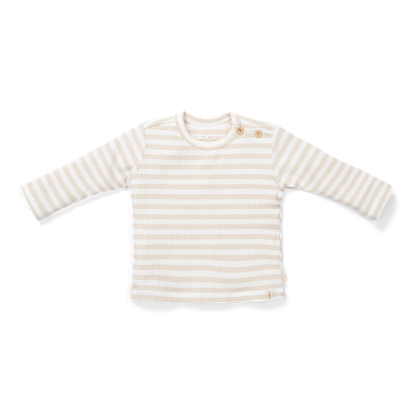 T-shirt met lange mouwen - zand/witte strepen (diverse)