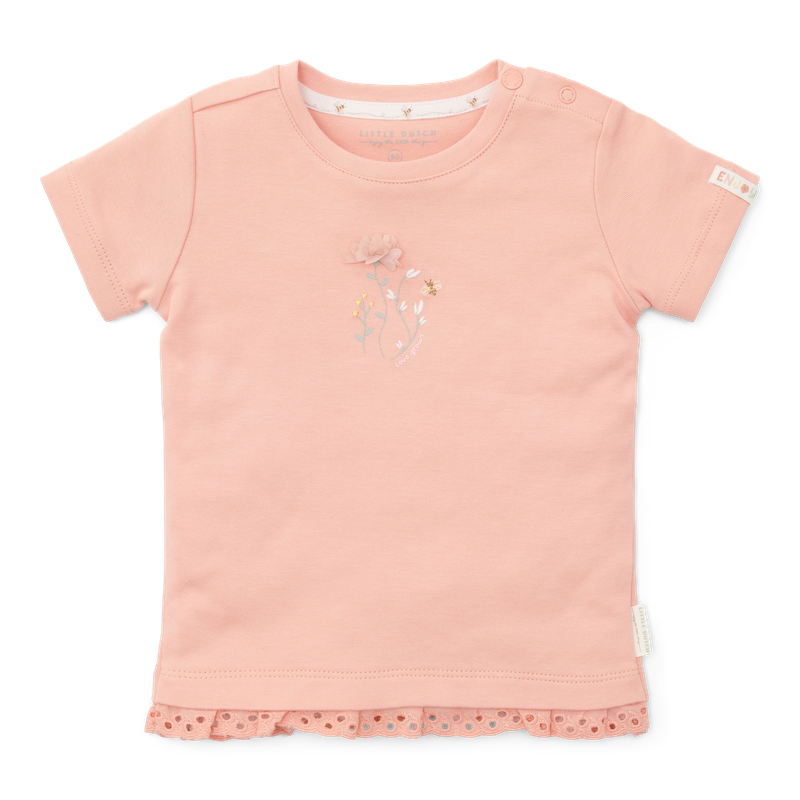 T - shirt - roze Bloemen (verschillende maten)