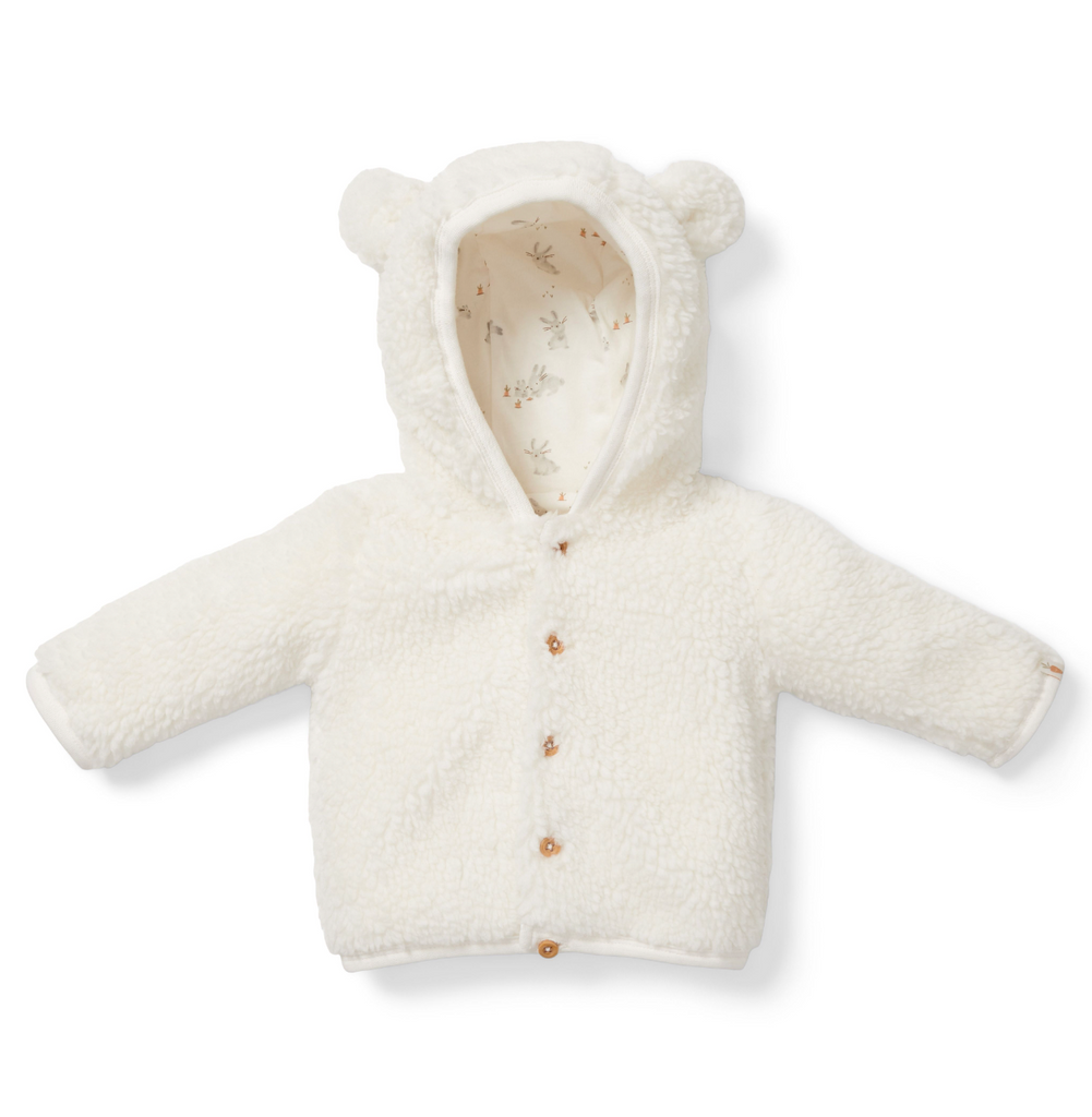 Off-white baby konijn teddy jas (maten 50-104) - jassen