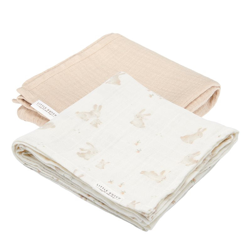 Ensemble de 2 langes hydrophiles 70 x 70 Baby Bunny / Beige