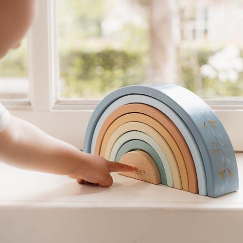 Arc-en-ciel empilable en bois - Bleu - Forest Friends