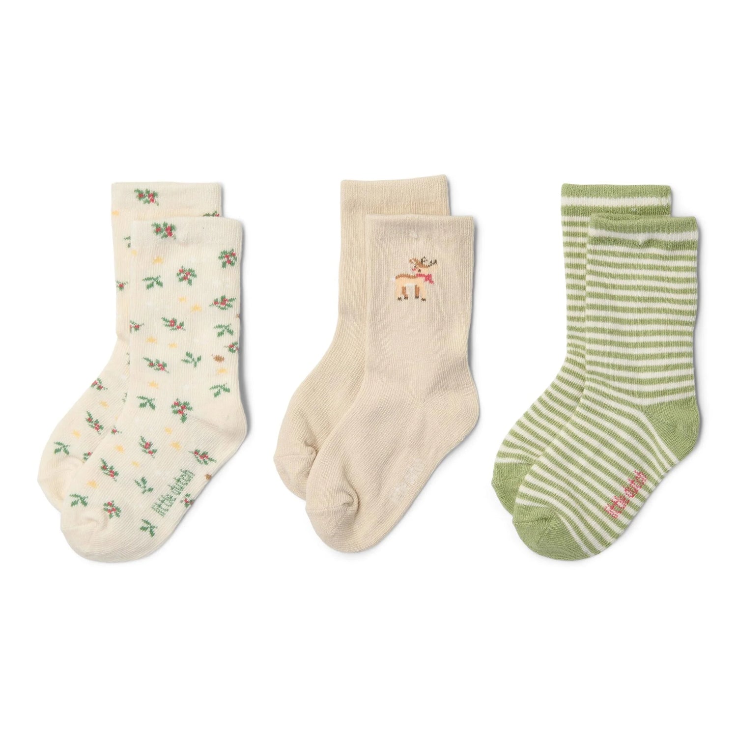 Lot de 3 chaussettes de Noël – Beige