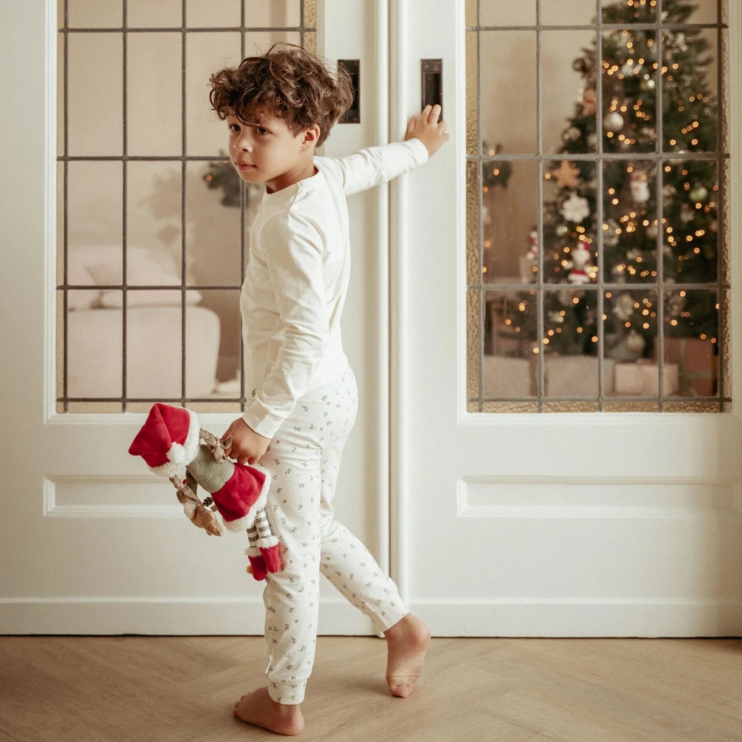 Pyjama de Noël deux pièces – Beige