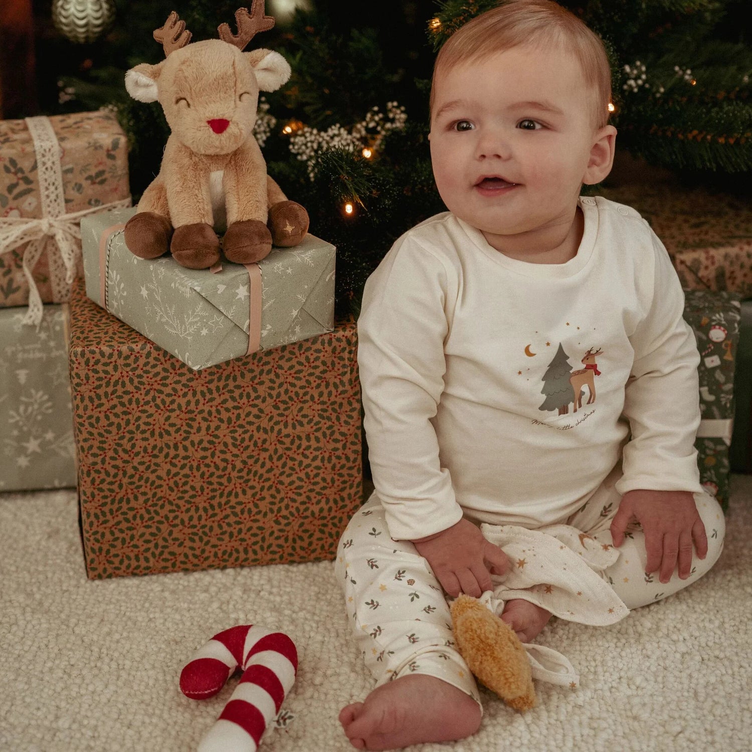 Pyjama de Noël deux pièces – Beige