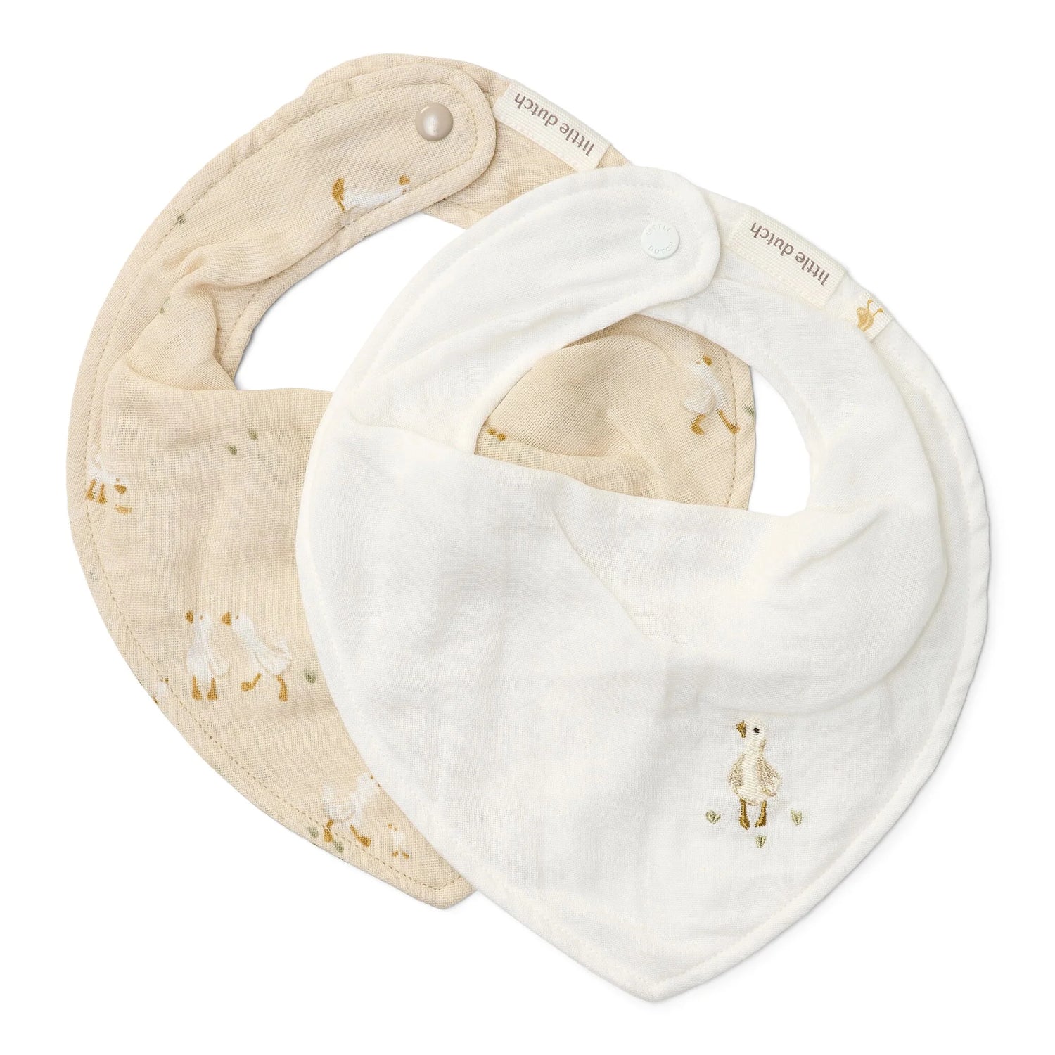 Lot de 2 bavoirs bandana - Blanc - Newborn Naturals - Little Goose