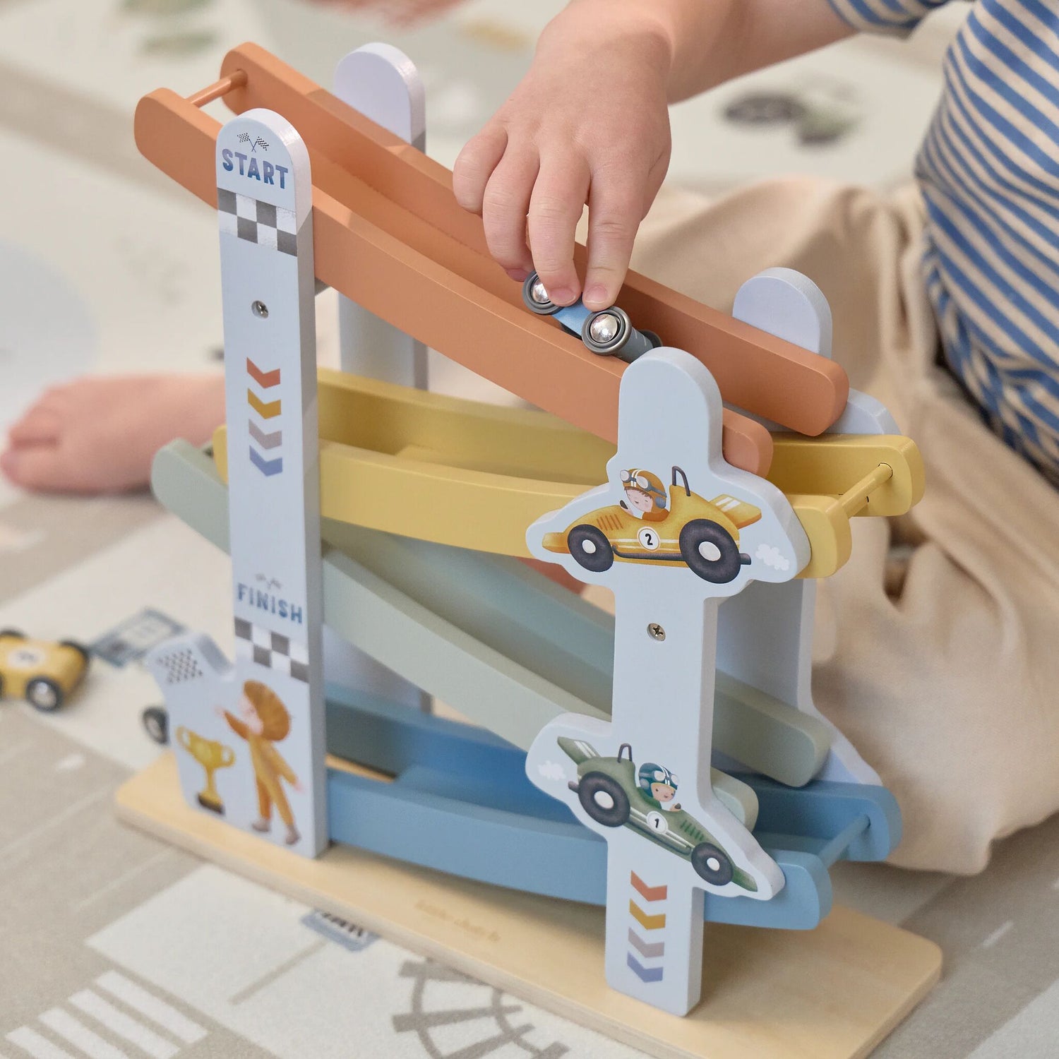Circuit de voiture en bois - Bleu