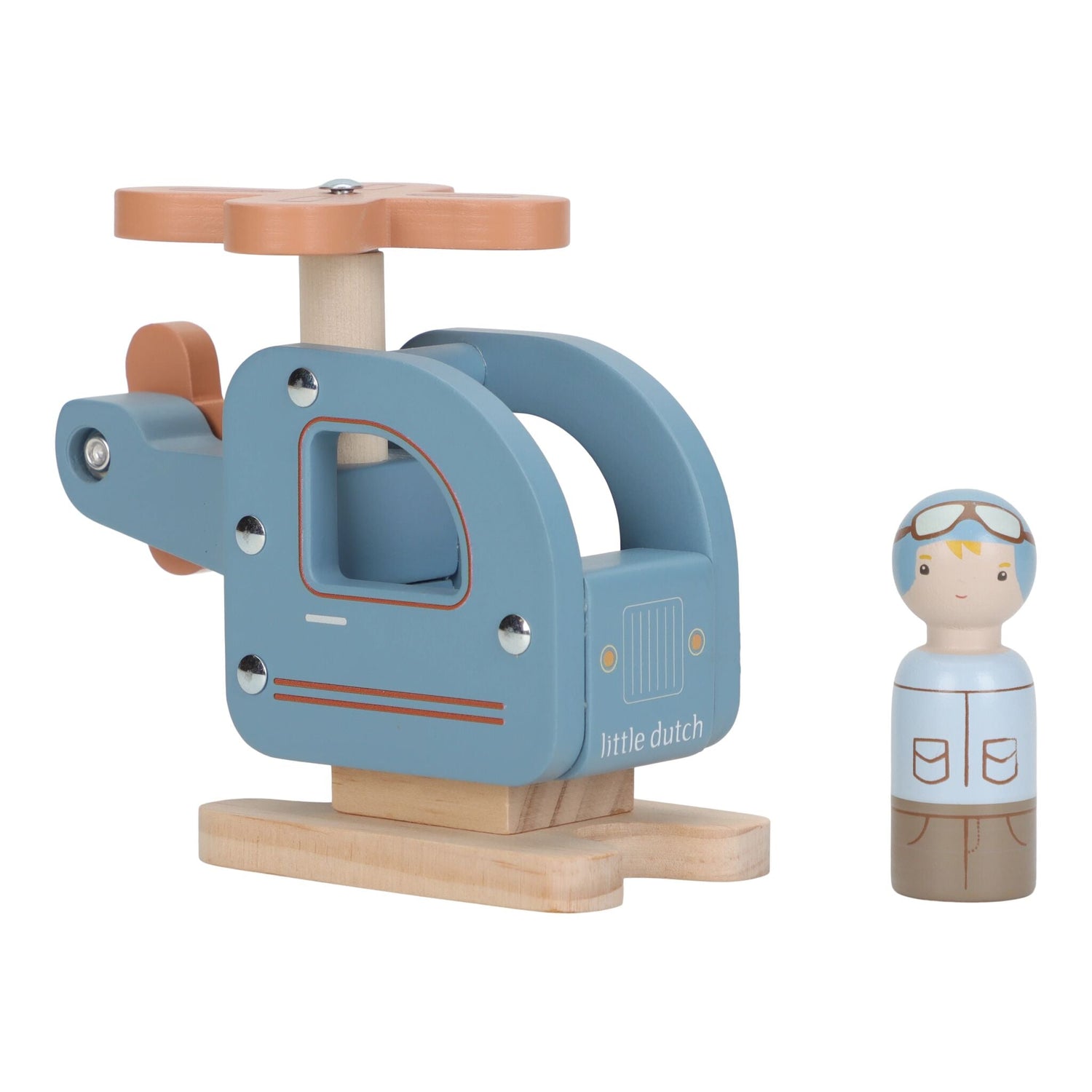 Hélicoptère en bois jouet - Bleu Price