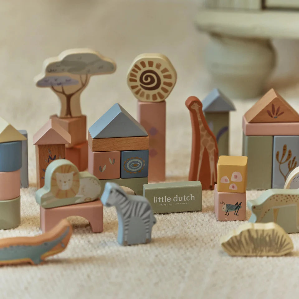 Blocs de construction en bois - Vert - Safari Friends