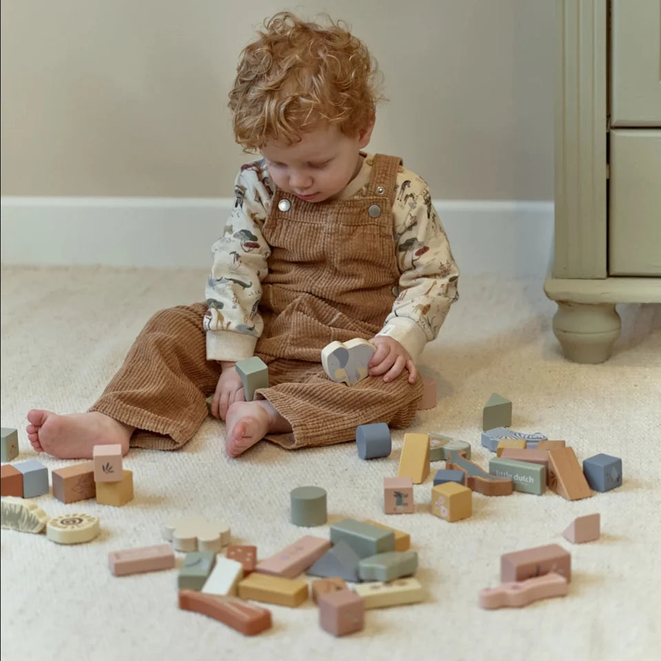 Blocs de construction en bois - Vert - Safari Friends