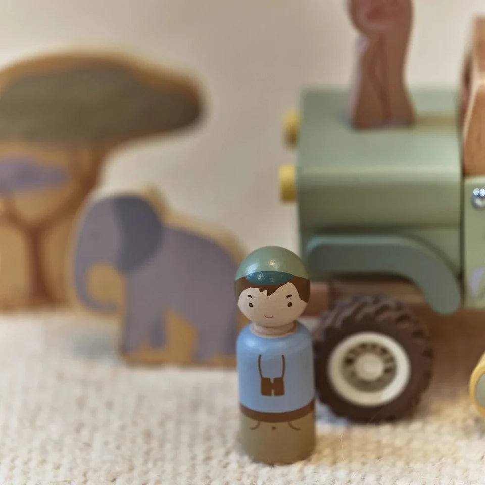 Voiture de safari en bois avec animaux - Vert - Safari Friends